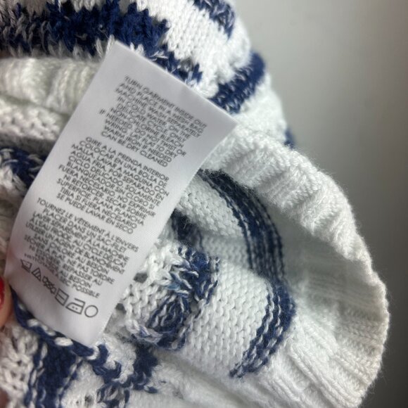 Cabi Peace Pullover Sweater 6178 Cotton crochet Blue White Stripe nautical XL - Picture 7 of 10